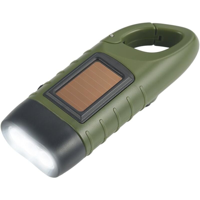 Aougo - Solar-Taschenlampe, Solar-LED-Taschenlampe und Handkurbel, wiederaufladbare Taschenlampe, Outdoor-Aktivitäten, Notfalllampe – Grün