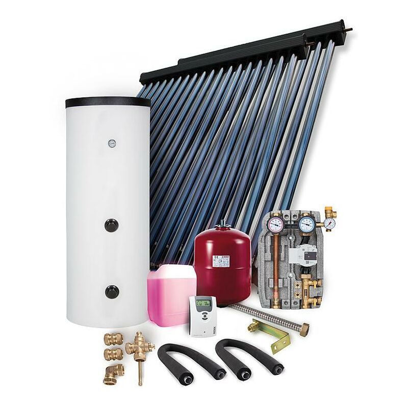 Solaranlage Paket HP22/30 12,11m² Vakuumröhrenkollektor Frischwasserspeicher 500l