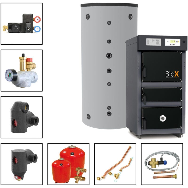 Solarbayer ® - Solarbayer Holzvergaserset BioX 15-1B Variante b 1xSLS-1000S Pufferspeicher