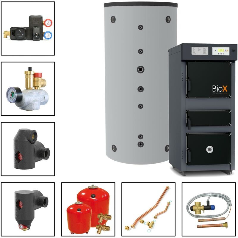 Solarbayer ® - Solarbayer Holzvergaserset BioX 35-2B Variante b mit 1xSLS-2200S Pufferspeicher