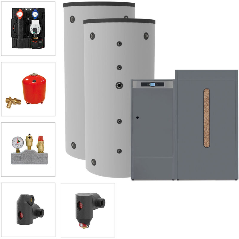 Solarbayer ® - Solarbayer Pelletkesselset plt-ac 45-1B Variante b 45kW 1xSLS-800 1xSLS-800-S