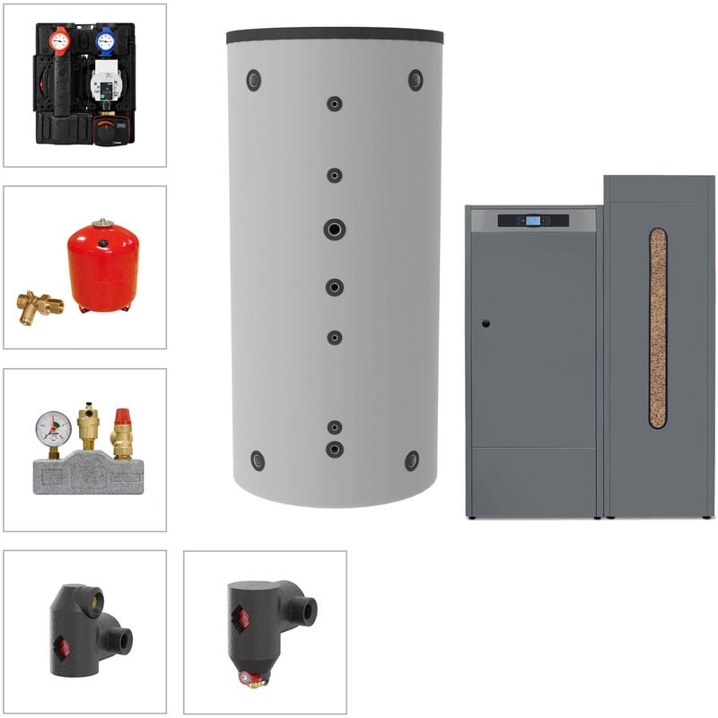 Solarbayer ® - Solarbayer Pelletkesselset plt-ac 45-2B VarianteB 45kW mit 1xSLS1500-S Speicher