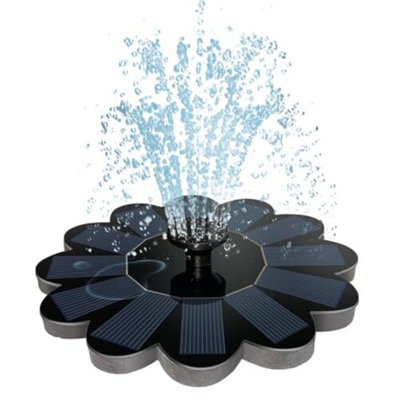 Solarbrunnen, 1,4 W Solar-Gartenbrunnen für den Außenbereich mit 5 Düsen und Adapter, Blumenform, Gartenbrunnen für den Außenbereich,