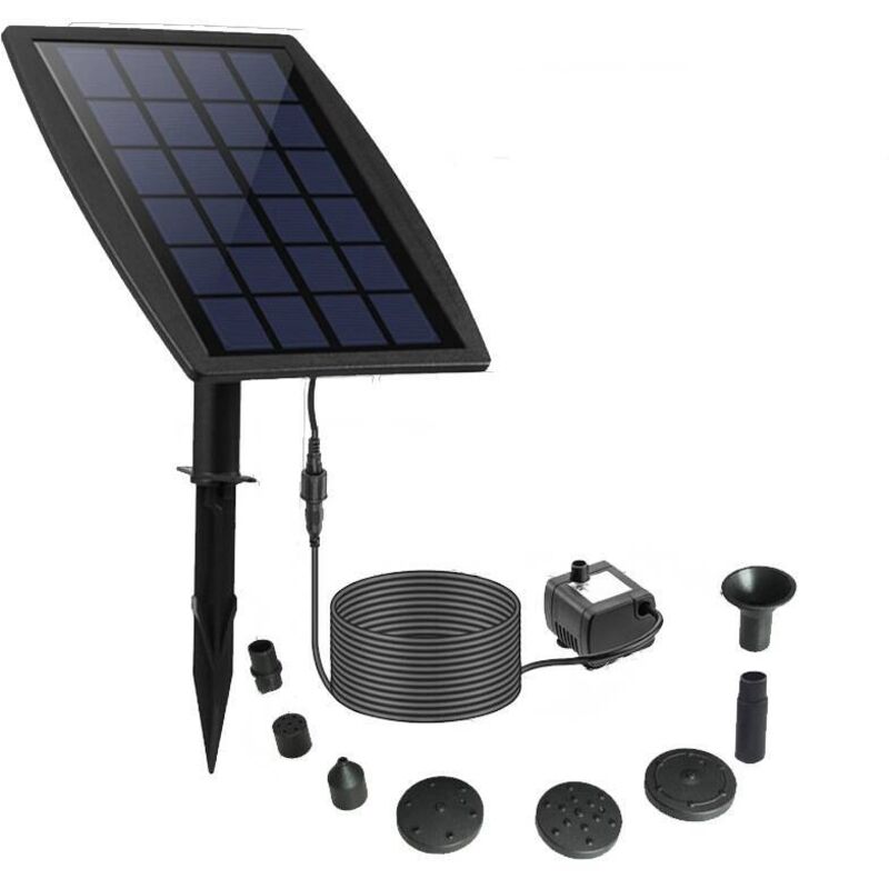 Solarbrunnen, DIY 2,5 W Solar schwimmender Außenbrunnen, neue Solar-Teichpumpe mit 8 Düsen und 3 m Kabel, Solarbrunnen für Vogelbad, Aquarium, Garten