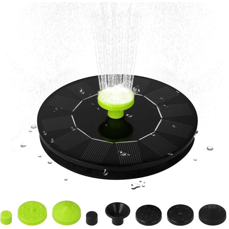 Solarbrunnen für den Außenbereich – 6 V, 1 W – mit 5 Düsen – für Pool, Teich, Garten, Terrasse