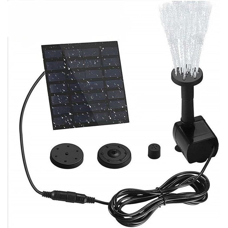 Solarbrunnen – Solarpumpe für Vogeltränken – Schwimmender Solarbrunnen auf Ständer mit Panel – 1,2-W-Solarbrunnen für Garten, Teich und Pool