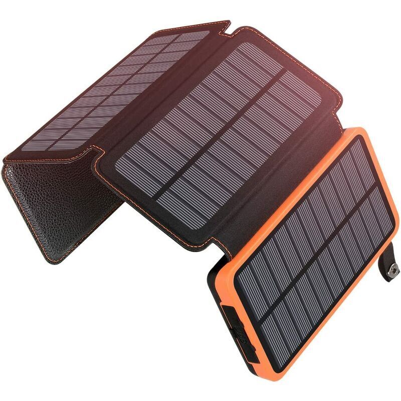 Tragbarer Solarlader mit 25000 mAh, externer Akku mit 4 Paneelen, wasserdichte Powerbank mit 2 USB-Anschlüssen für Outdoor-Camping, Handys und Tablets