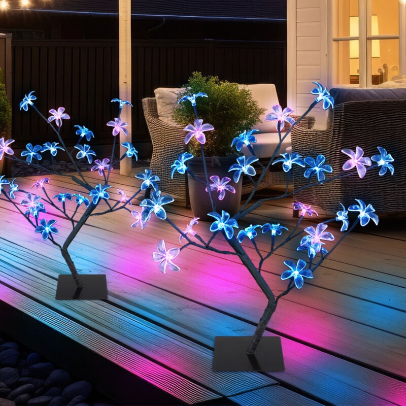 Solarlampen für Außen Garten Deko Solarleuchte Außenbereich Stecklampe im Baum Design, Erdspieß Blüten Baum, led, h 60 cm, 2er Set