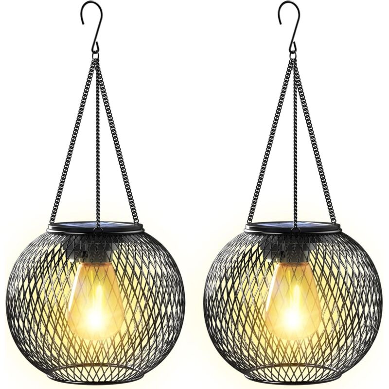 Solarlaterne Garten Im Freien, Solarlampe Im Freien 2 Solarleuchten Garten Im Freien Hängend Metall IP65 Solarlaterne Im Freien Gartendekoration Für