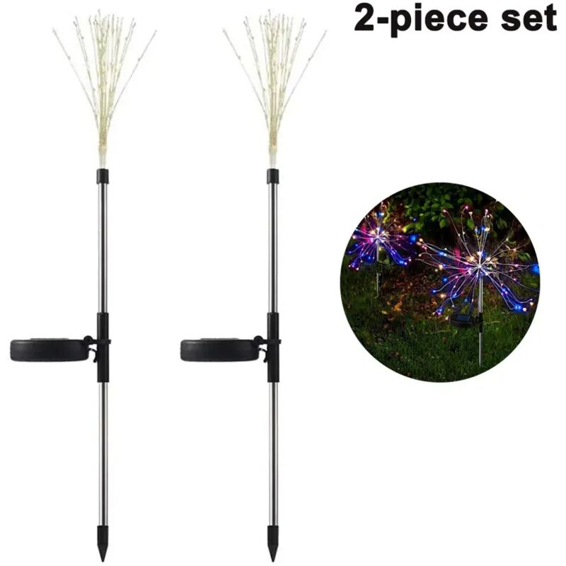 Solarleuchte für den Garten, 2 wasserdichte LED-Solarfeuerwerksleuchten für Garten, Balkon, Balkonkästen, Blumenkästen und Terrassendekoration