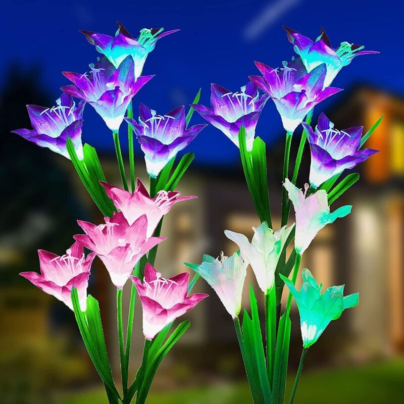 Solarleuchten für den Garten im Freien, Farbwechsel, Solarlampe für Garten, Terrasse, Wegdekoration, 4er-Set