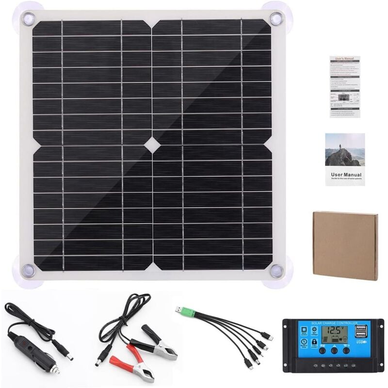 Solarpanel-Kit, wiederverwendbares und tragbares Solarladegerät, flexibles solarbetriebenes Solarladegerät, 12-V-Autobatterie-Ladepanel mit