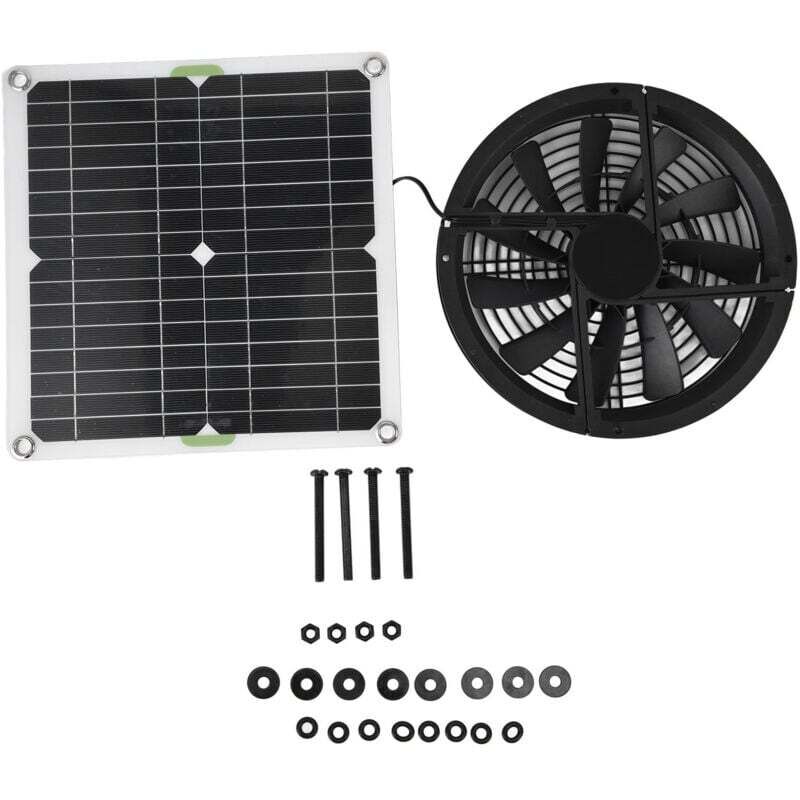 Solarpanel-Lüfter-Kit, 100 w wasserdichtes Solarpanel, runder 10-Zoll-Abluftventilator für Hühnerstall, Gewächshaus, Schuppen