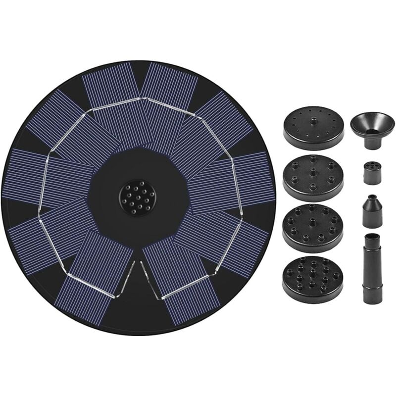 Solarpumpe für Vogelbadbrunnen, 8-teiliges Solarbrunnen-Set mit Akku, freistehende, schwimmende Solarpumpe für Vogelbad, elegant