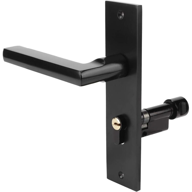 ZVD - Solid Aluminum Door Handle Lock, Black Door Lever, for Interior Room (Black)