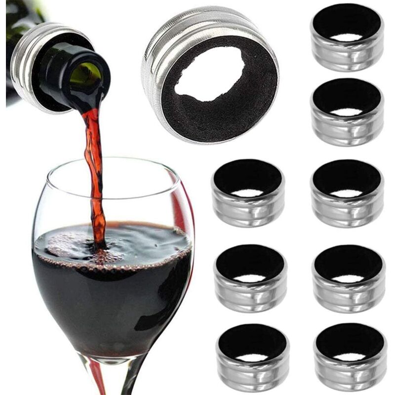 10 Stück Anti-Tropf-Ring, Edelstahl-Anti-Tropf-Ring, Alkohol-Stopp-Ring, Filz, auslaufsicher, Anti-Überlauf, langlebig, Edelstahl –