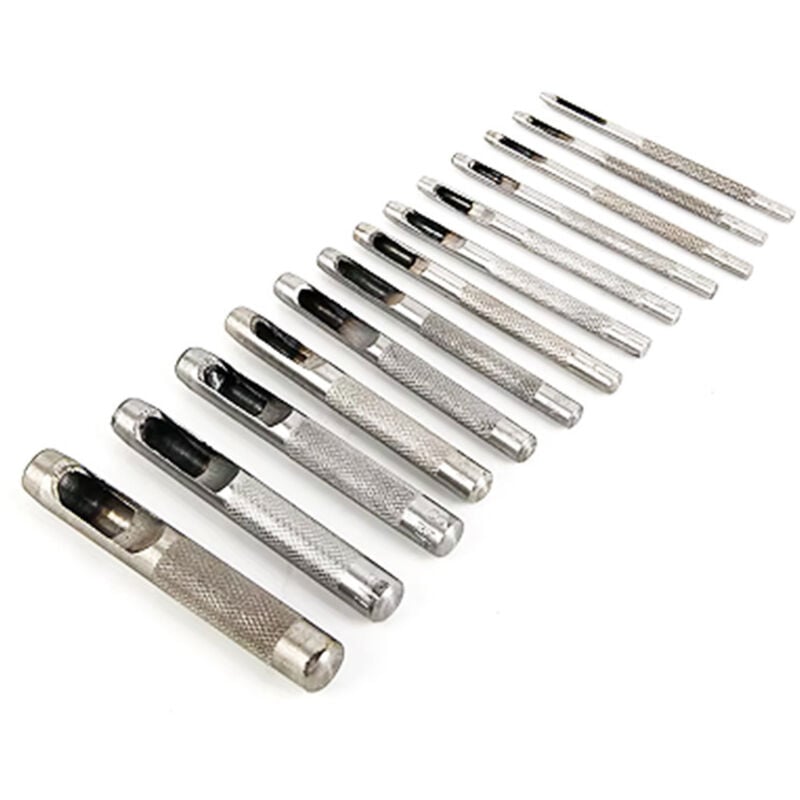 14 Stück Leder-Hohlstanzer, Stahl-Hohlstanzer, 1–14 mm Rundstanzer, Schneidwerkzeug, Leder-Lochschneider für Leder, Uhrenarmband, Leinwand, Öse