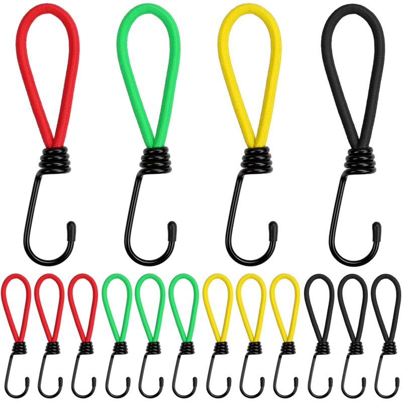 16 Stück Bungee-Spanner mit Haken, Zelt-Spannhaken, Camping-Zelthaken, Gummi-Spanngurt, für Camping, Planen, Markisen, Zelte - Sollbry