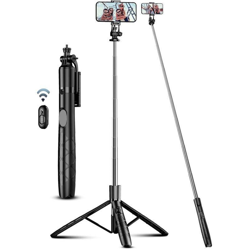 Sollbry - 163,5 cm Selfie-Stick, Smartphone-Stativ, ausziehbares Selfie-Stick-Telefonstativ mit Fernbedienung und Handy-Halterung, kompatibel mit