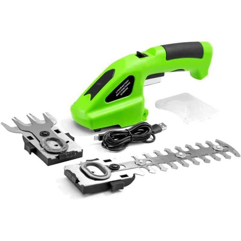 2-in-1-Elektro-Heckenschere, Mini-Akku-Heckenschere, Grasschere mit 2 Klingen, 3,6 v 1300 mAh Akku-Kantenschneider, elektrische Schere, elektrischer