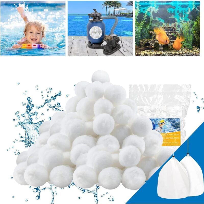 Sollbry - 200 g Pool-Filterball für oberirdische Pool-Sandfilterpumpe – wiederverwendbare Filterbälle – höhere und effizientere Wasserfiltration –