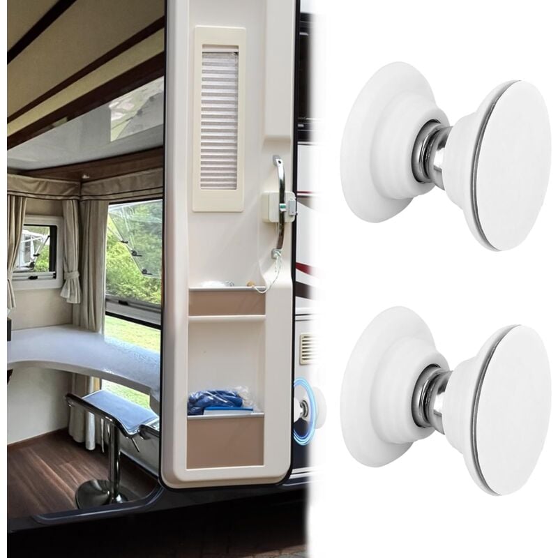 Sollbry - 2er-Pack magnetische RV-Türschnäpper, mit 3M-Klebeband und Schrauben, Wohnwagen-Türhalter, für Wohnmobil, Boot