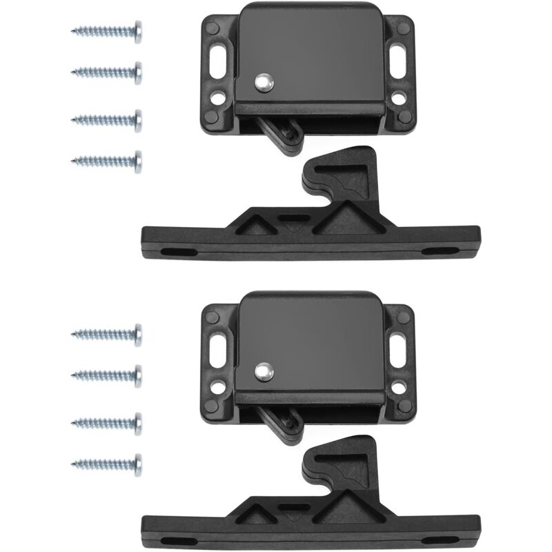 Sollbry - 2er-Pack Türriegel für Wohnmobil-Schränke, Wohnwagen-Türriegel, Zubehör für Schränke, Schiebetüren, Zuhause, Küche, Schwarz