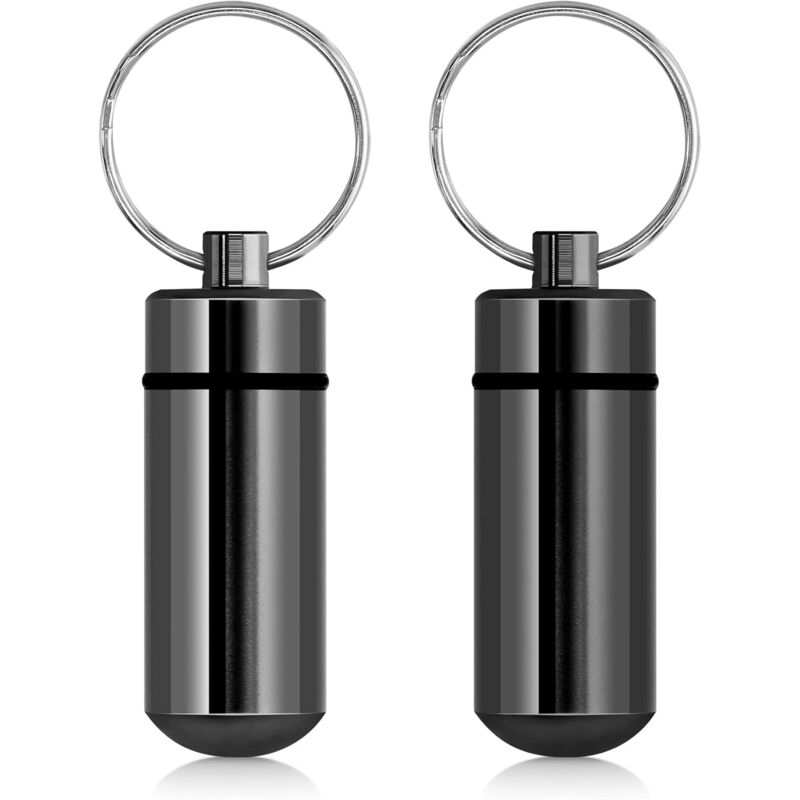 Sollbry - 2x Pillendose - Tragbare Pillendose für Medikamente, Büro, Reisen - Schwarz