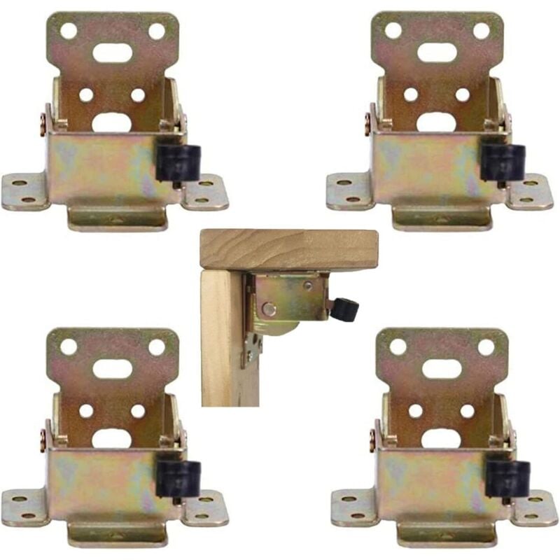 Sollbry - 4er-Pack um 90° klappbare Tischbeinscharniere – klappbares Schloss für Tischbeine und Bänke – klappbare Konsole für (Gold)