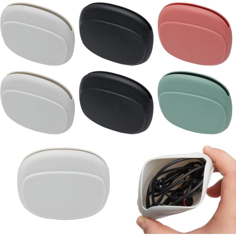 Sollbry - 6 Stück Mini-Silikon-Kopfhörer-Aufbewahrungshülle, kabelgebundene Kopfhörer-Hülle, Mini-Tasche, Silikon-Headset-Hülle, kleine Tasche für