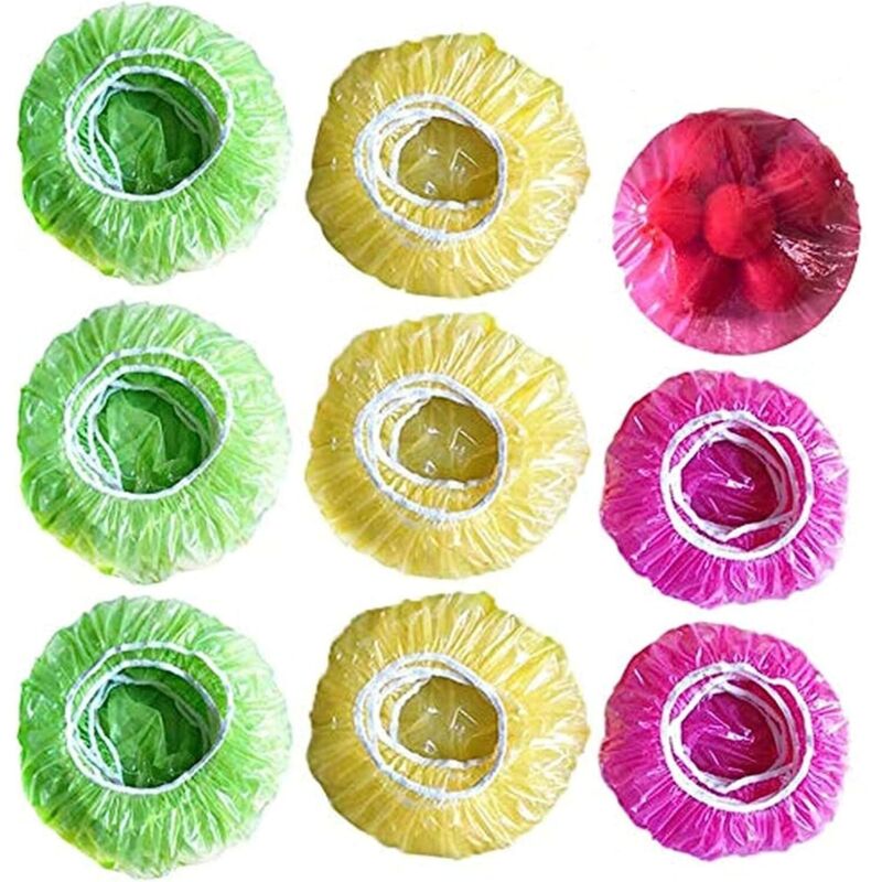 Sollbry - 60 Stück Futternapf-Abdeckungen, bunte wiederverwendbare elastische Aufbewahrungshüllen, Kunststoff-Napf-Abdeckungen, Teller-Abdeckungen