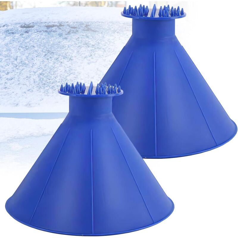 Auto-Eiskratzer, 2 Stück runder Auto-Eiskratzer, Auto-Eiskratzer mit Trichter, 360 Grad kratzt Schnee, für Auto-SUV-Windschutzscheibe - Sollbry