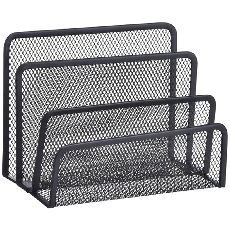 Briefsortierer, Metallgeflecht-Briefhalter, 3 vertikale Fächer, Briefhalter, Büro-Briefhalter, schwarze Netz-Postfächer, für Notizblöcke,