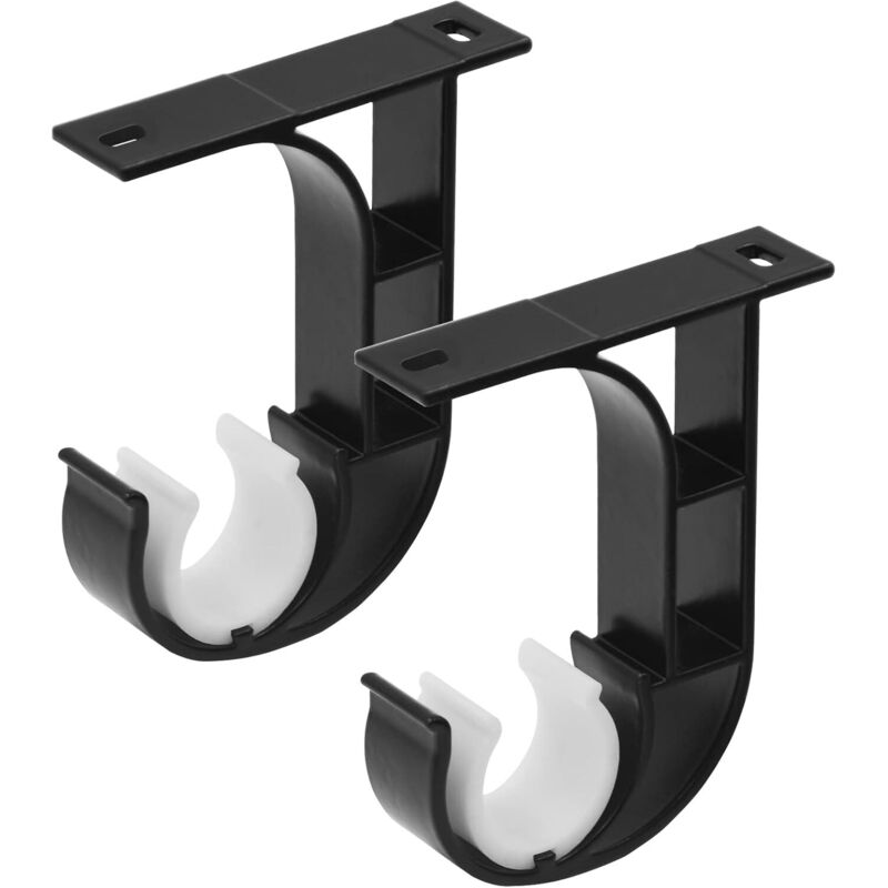 Sollbry - Decken-Gardinenstangenhalterungen, robuste Gardinenstangenhalterungen, schwarze Decken-Gardinenstangenhaken, 28-mm-Stange,
