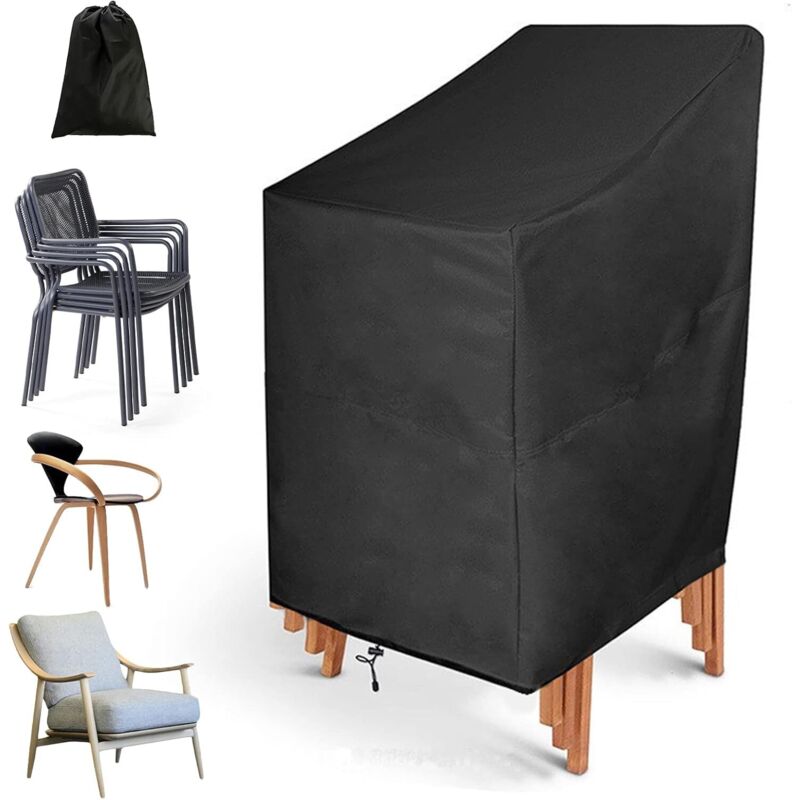 Gartenstuhl-Abdeckung, 210D Oxford, stapelbare Stuhl-Schutzhülle, wasserdichte Outdoor-Stuhl-Abdeckung, Garten-Sessel-Abdeckung (64 x 64 x 70/120 cm)