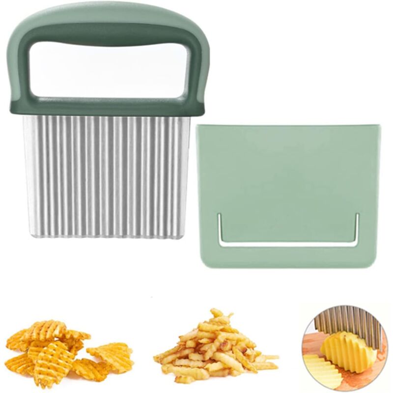 Sollbry - Kartoffelschneider, gewelltes Pommes-Frites-Messer aus Edelstahl, Kartoffelschneider, Gemüseschneider, gezahntes Messer für Gemüse, Obst,