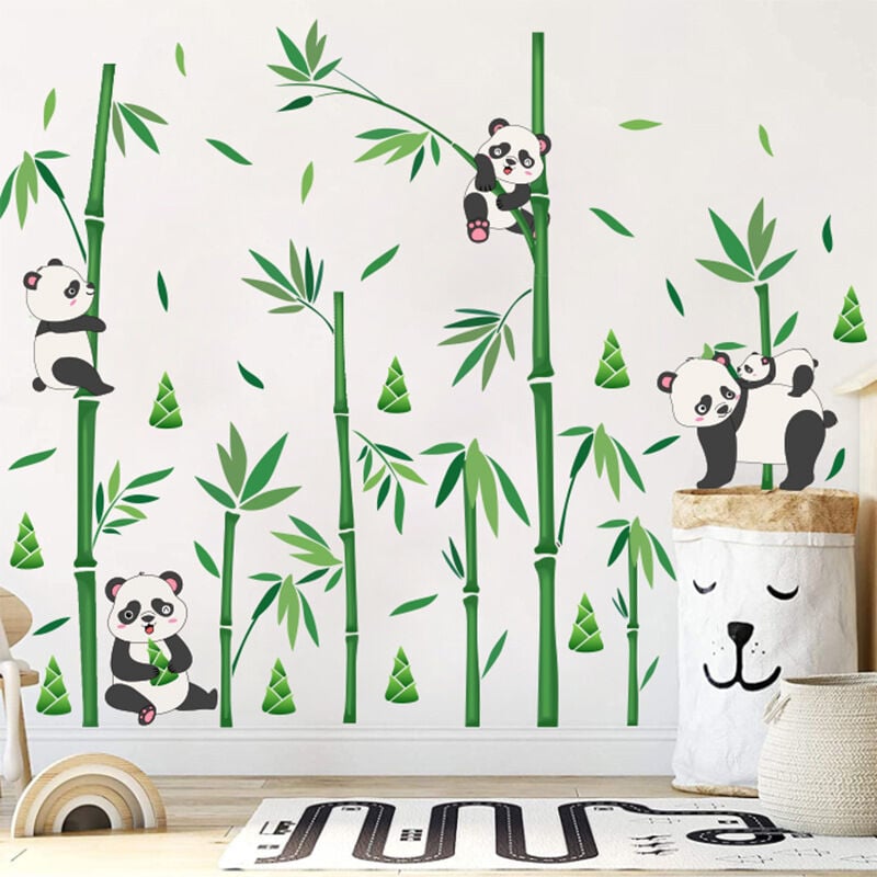 Sollbry - Kinder Wandaufkleber Panda Wandaufkleber Bambus Waldtiere Deko Aufkleber Kinderzimmer Mädchen Junge Baby Deko