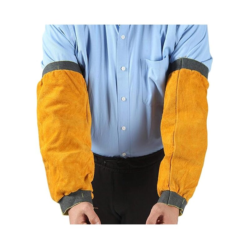 Sollbry - Leder-Schweißärmel, Leder-Schweißärmel für Männer und Frauen, hitze- und flammbeständige Garten-Armschutzärmel, 39 cm