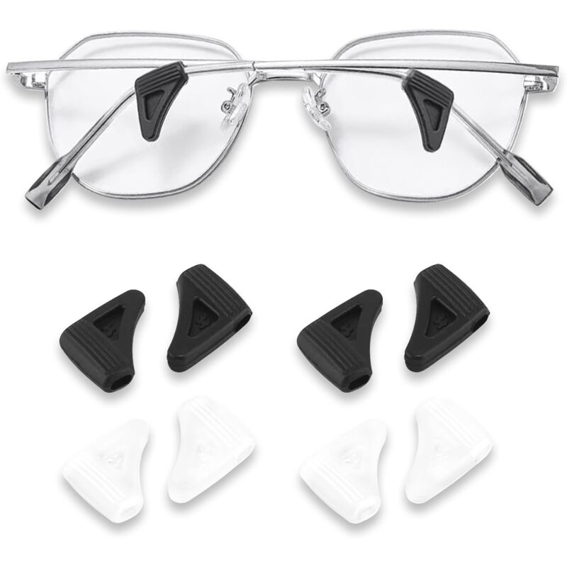 Sollbry - Paar rutschfeste Brillen-Ohrbügel, Brillen-Anti-Rutsch-Brillenpolster, Ohrbügel, Brillenbandhalter für Lesebrillen (schwarz, transparent,