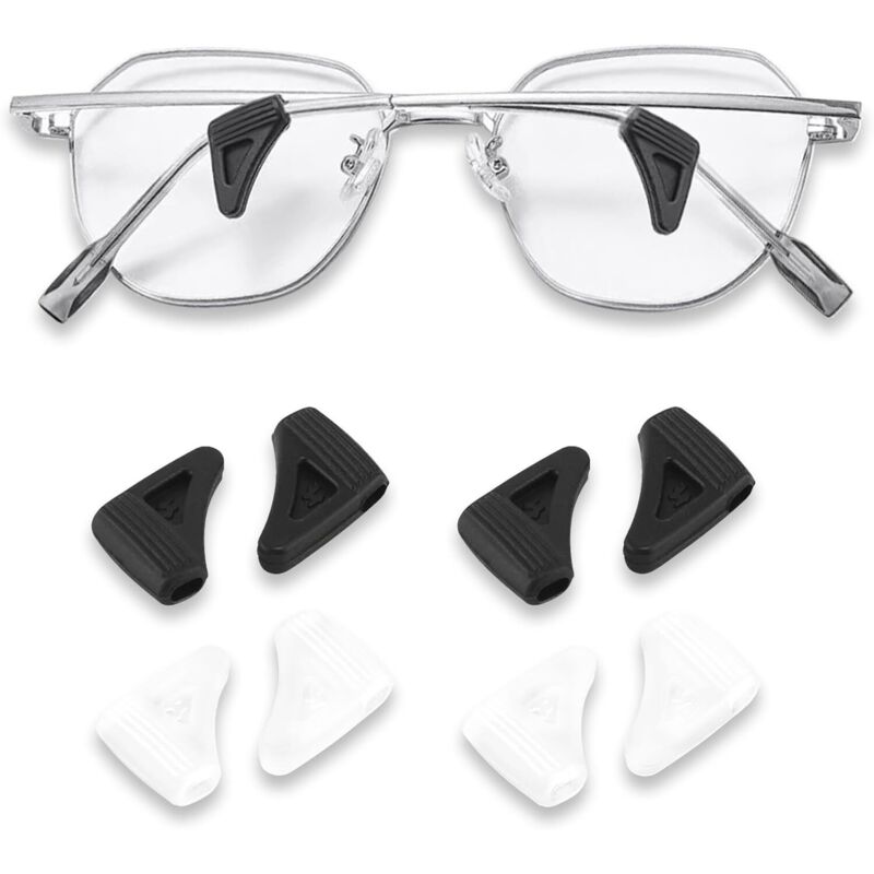 Sollbry - Paar rutschfeste Brillen-Ohrbügel, Brillen-Anti-Rutsch-Brillenpolster, Ohrbügel, Brillenbandhalter für Lesebrillen (schwarz, transparent,