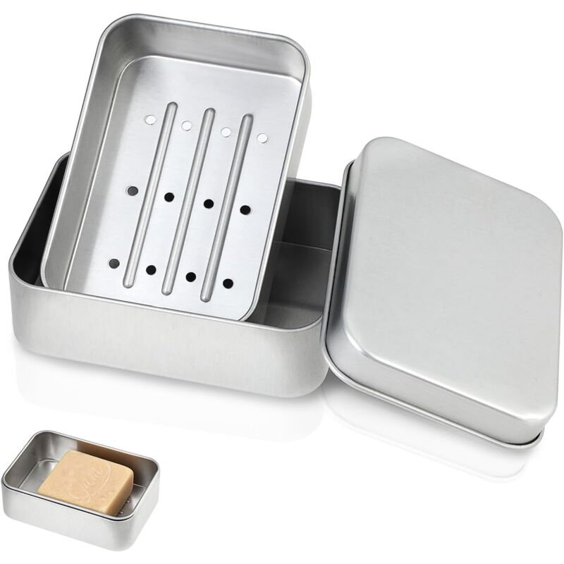 Sollbry - Reise-Seifenbehälter, Seifenschale, Metall-Seifenetui, Seifenkiste, Reise-Seifenschale für Fitnessstudio, Reisen, Camping, Zuhause,