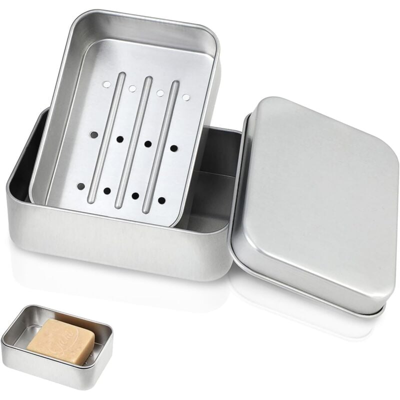 Sollbry - Reise-Seifenbehälter, Seifenschale, Metall-Seifenetui, Seifenkiste, Reise-Seifenschale für Fitnessstudio, Reisen, Camping, Zuhause,