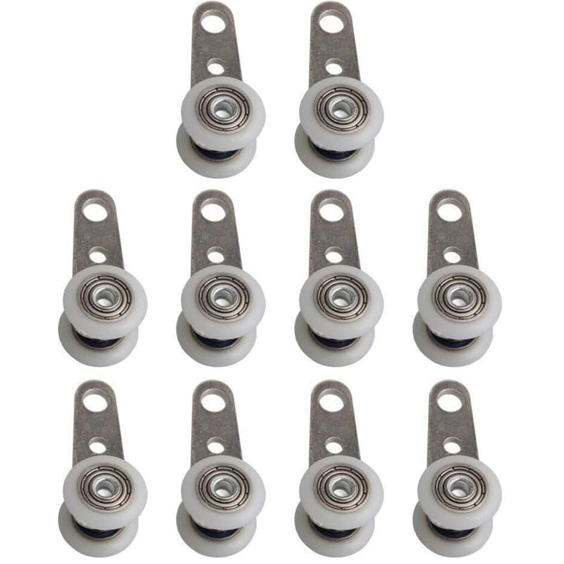 Sollbry - Möbelrollen, 10 Stück, 45 x 19 mm, Metalllagerrolle mit zwei Kunststoffrädern für Kleiderschrank, Schrank, Fenster, Kleiderschrank,