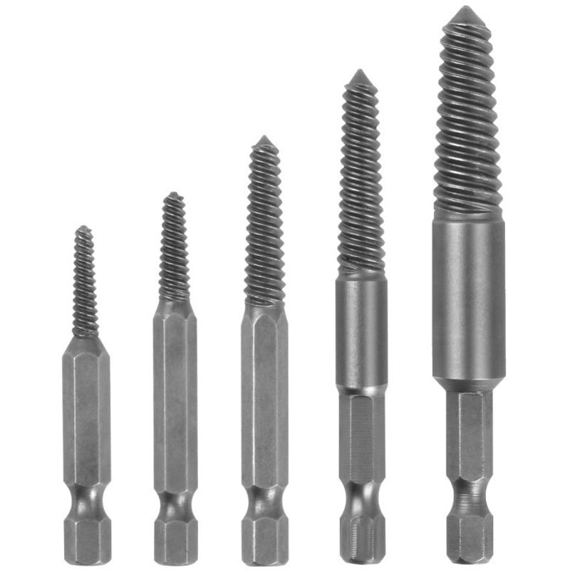 Sollbry - Schraubenbohrer, Werkzeug zum Entfernen von Bolzen, 5-teiliges Werkzeug zum Entfernen gebrochener Schrauben mit Sechskantschaft und