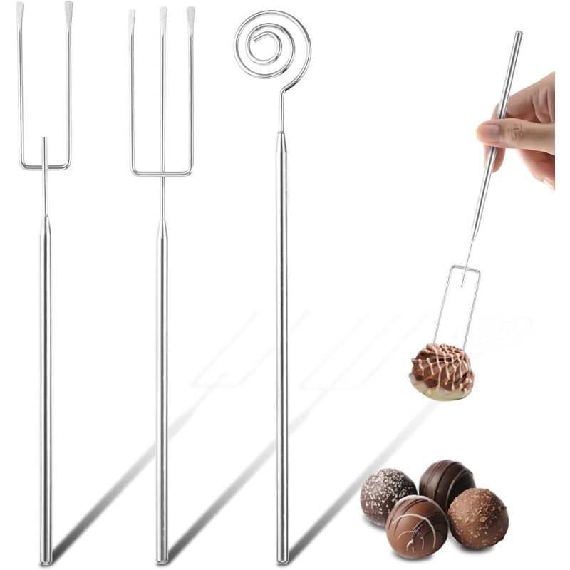 Sollbry - Set mit 3 Schokoladengabeln, Edelstahl-Fonduegabeln, Edelstahl-Fonduebesteck, Schokoladengabel für Käse, Schokolade, Marshmallow-Fleisch