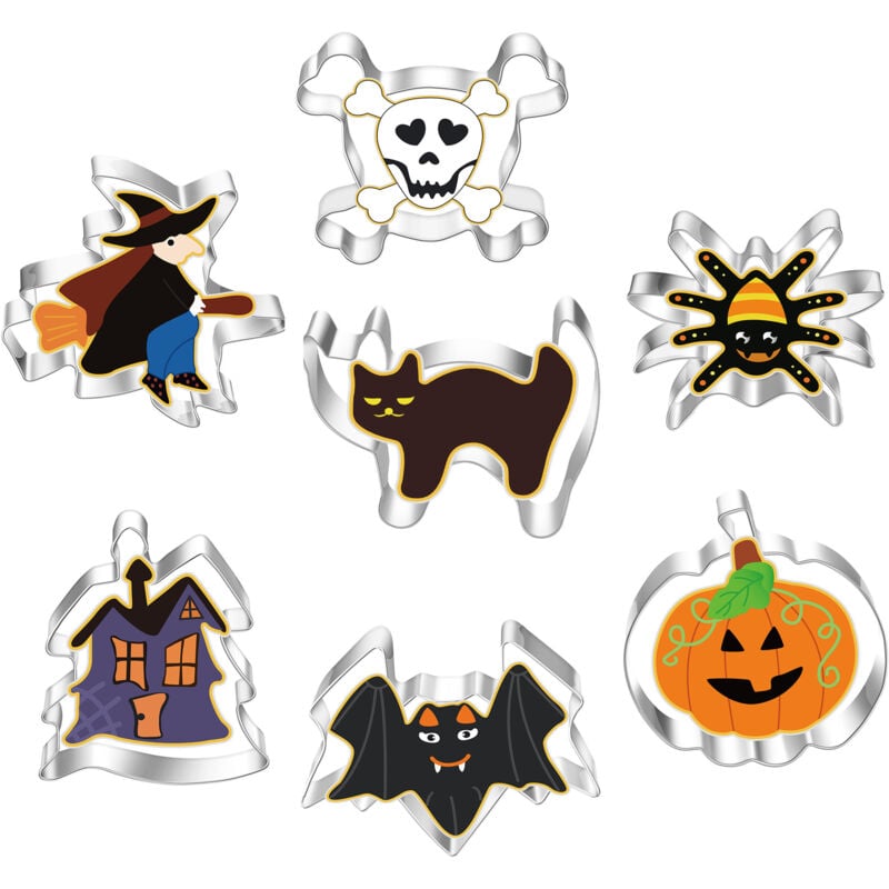 Sollbry Stück Edelstahl-Halloween-Ausstechformen, Backmodellierungswerkzeuge für Halloween-Party-Leckereien, Dekoration
