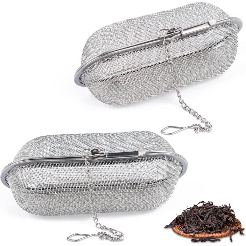 Stück Edelstahl-Teesieb, Tee-Ei für losen Tee, feines Teesieb mit Kette, Gewürzsieb, Kräuter-Teefilter, für losen Tee und Gewürze - Sollbry