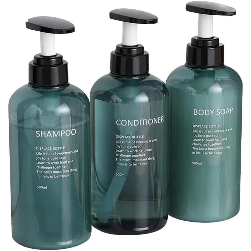 Stück Shampoo-Flaschen zum Nachfüllen, 500 ml, 500 ml Kunststoff-Pumpflasche, wiederverwendbare leere Shampoo-Flasche für Shampoo, Spülung und