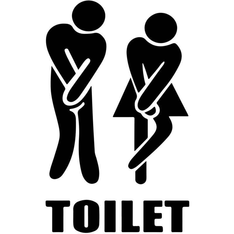 Stück Toilettentür-Aufkleber in französischer Sprache, lustiger Wandaufkleber, schwarzes Silhouette-Muster, Mann und Frau, lustige Dekoration,