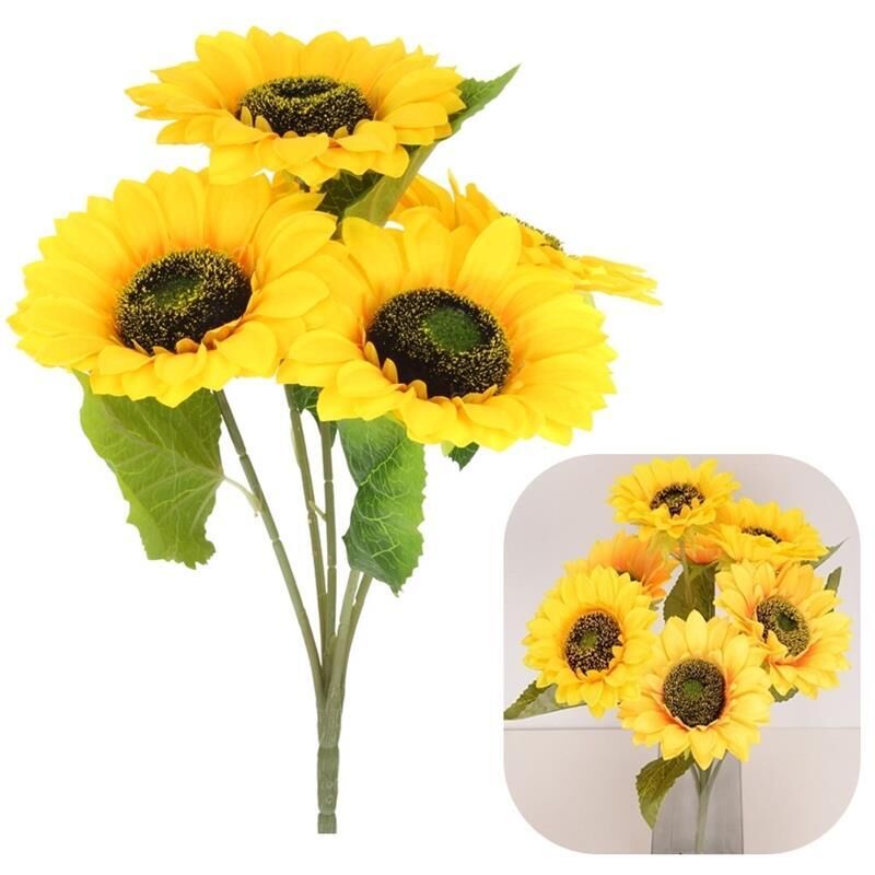 Sonnenblumenstrauß Kunstblumen 5 Sonnenblumen für eine 45 cm Vase